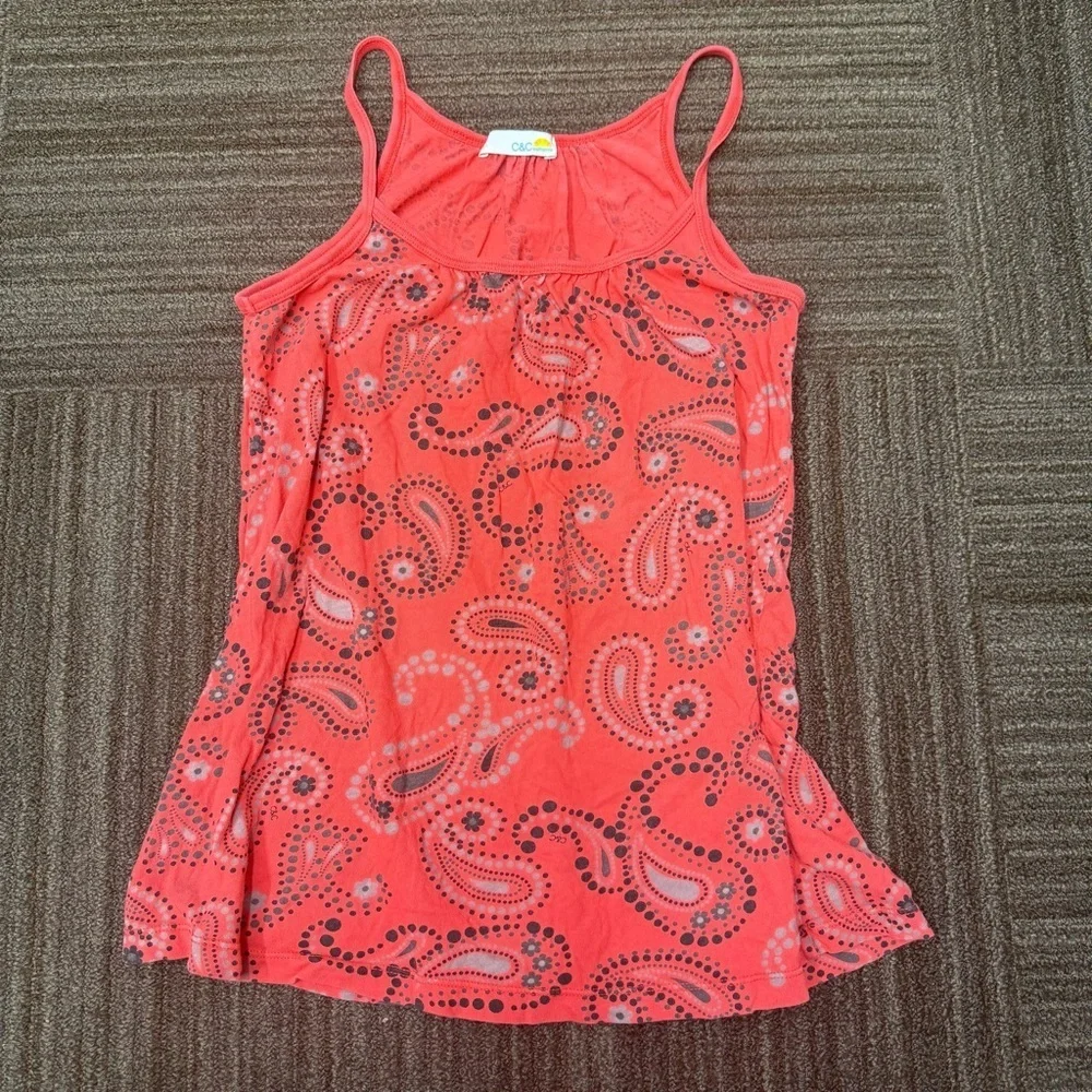 C&C California Coral Paisley Camisole Tank Top Black Grey Polka Dot - Picture 1 of 6
